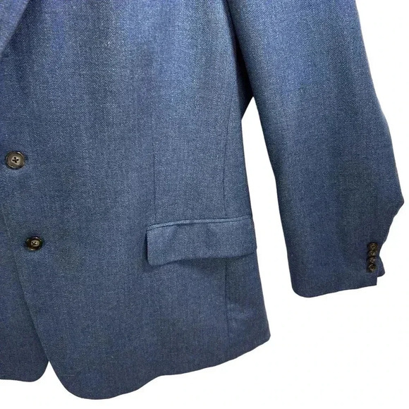 Joseph Abboud 48R 55% SILK 45% WOOL American Soft Jacket Blue Check Parisian USA - Picture 4 of 16